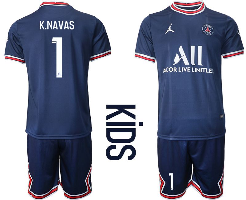 Youth 2021-2022 Club Paris St German home blue #1 Soccer Jersey->paris st german jersey->Soccer Club Jersey